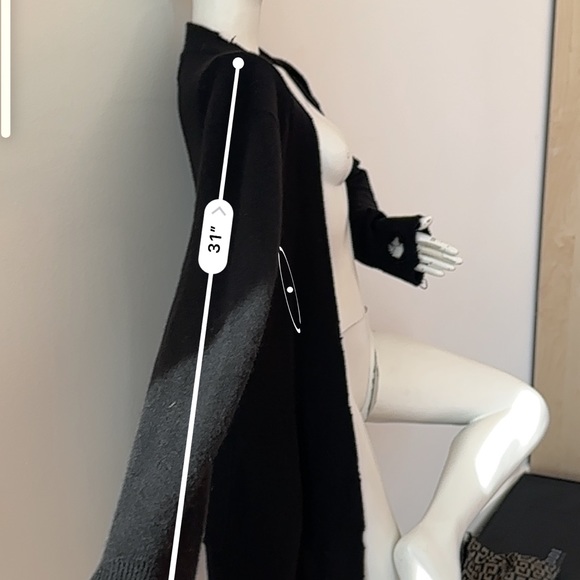 RtA Open Front Distressed Sweater Cardigan, Black, Size Small - Picture 6 of 6